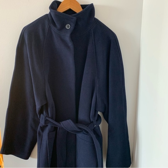 & OTHER STORIES Manteco Relaxed Belted Wool Coat Navy Size US 10 Rare Find! - Picture 11 of 15